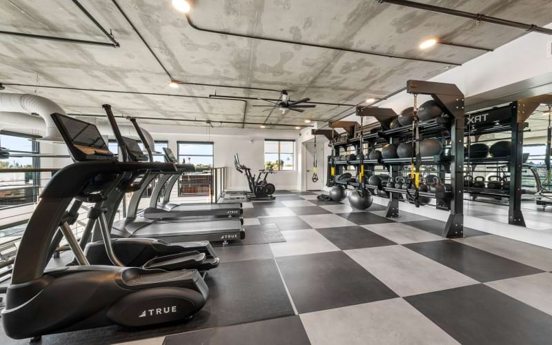 Two-story gym at Market & Main luxury apartments in Phoenix, AZ