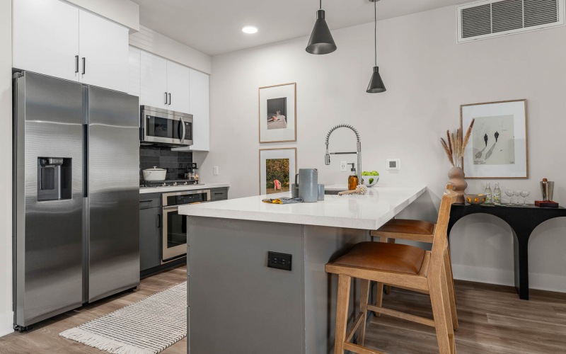 living room open to kitchen