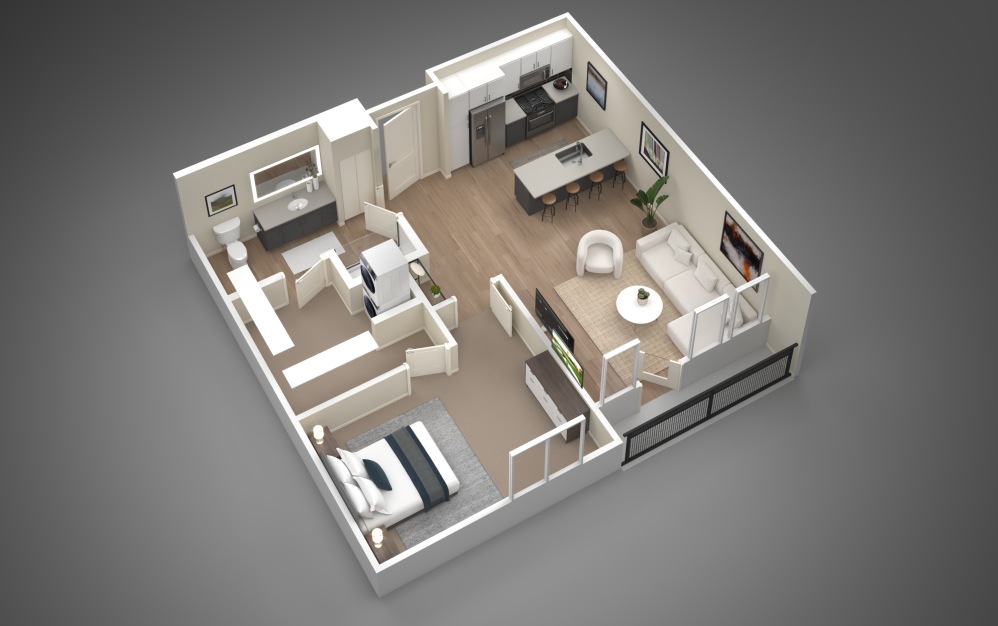 Griswold - 1 bedroom floorplan layout with 1 bathroom and 814 square feet